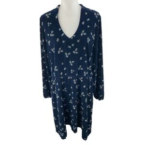 Cabi Decked Out Dress‎ Navy Velvet Floral Midi Dress Style #3875 Size XL